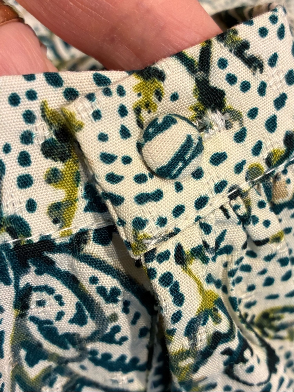 Roan+Ryan Blouse Split V Neck 3/4 Button Cuff Sleeve Green Multi Floral SZ. Med - Picture 7 of 13